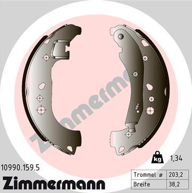 Zimmermann 10990.159.5 - Brake Shoe Set www.parts5.com