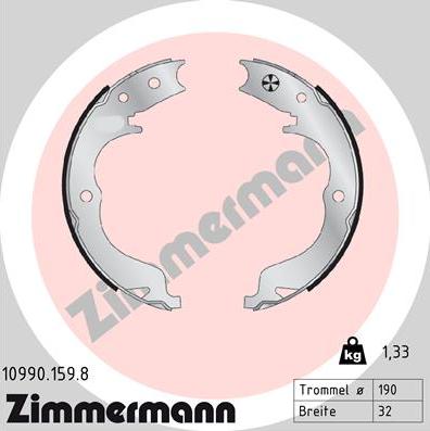 Zimmermann 10990.159.8 - Set saboti frana, frana de mana www.parts5.com