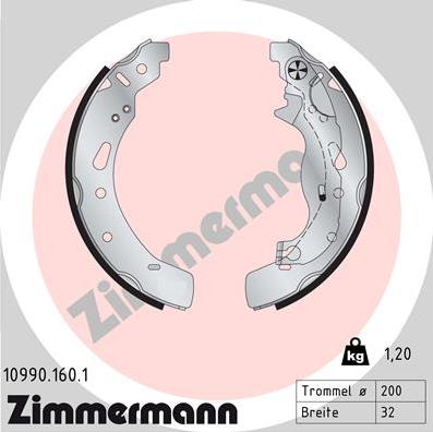 Zimmermann 10990.160.1 - Комплект спирачна челюст www.parts5.com