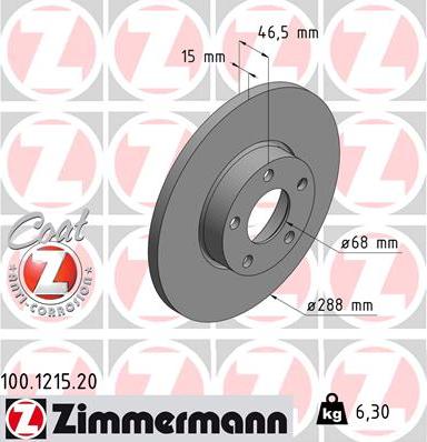 Zimmermann 100.1215.20 - Disc frana www.parts5.com