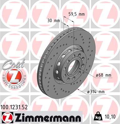 Zimmermann 100.1231.52 - Jarrulevy www.parts5.com