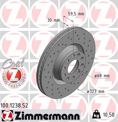 Zimmermann 100.1238.52 - Brake Disc www.parts5.com