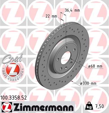 Zimmermann 100.3358.52 - Brzdový kotouč www.parts5.com