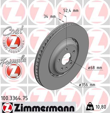 Zimmermann 100.3364.75 - Disco de freno www.parts5.com