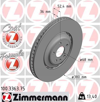 Zimmermann 100.3363.75 - Brzdový kotouč www.parts5.com