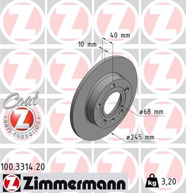 Zimmermann 100.3314.20 - Féktárcsa www.parts5.com