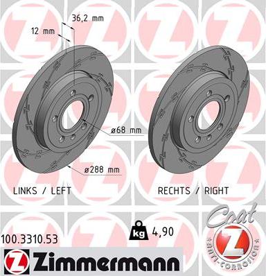 Zimmermann 100.3310.53 - Δισκόπλακα www.parts5.com