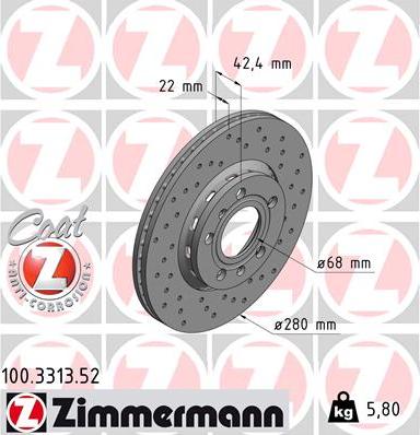 Zimmermann 100.3313.52 - Δισκόπλακα www.parts5.com