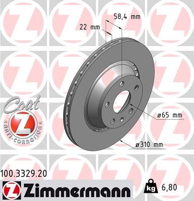 Zimmermann 100.3329.20 - Bremsscheibe www.parts5.com