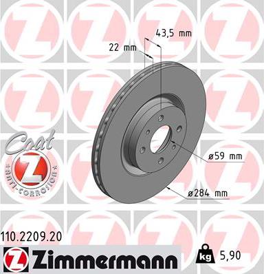 Zimmermann 110.2209.20 - Brake Disc www.parts5.com