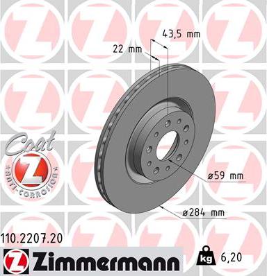 Zimmermann 110.2207.20 - Disc frana www.parts5.com