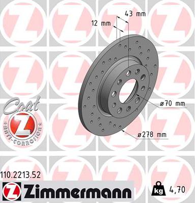 Zimmermann 110.2213.52 - Тормозной диск www.parts5.com