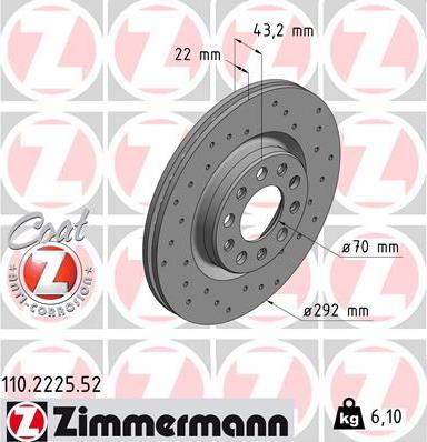 Zimmermann 110.2225.52 - Brake Disc www.parts5.com