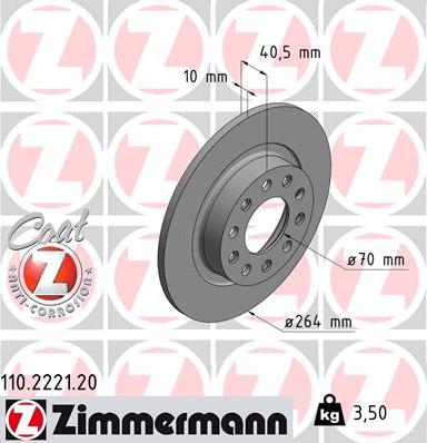 Zimmermann 110.2221.20 - Тормозной диск www.parts5.com