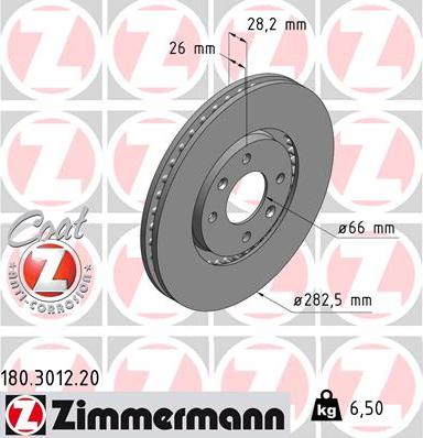 Zimmermann 180.3012.20 - Brake Disc www.parts5.com