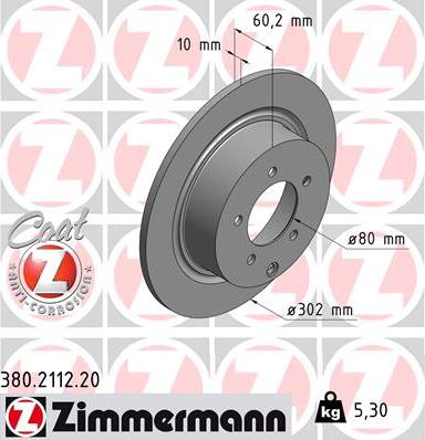 Zimmermann 380.2112.20 - Тормозной диск www.parts5.com