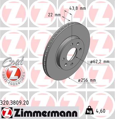 Zimmermann 320.3809.20 - Тормозной диск www.parts5.com