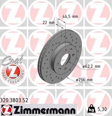 Zimmermann 320.3803.52 - Тормозной диск www.parts5.com