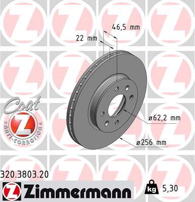 Zimmermann 320.3803.20 - Тормозной диск www.parts5.com