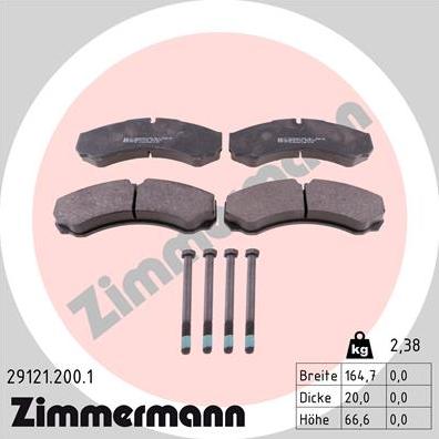 Zimmermann 29121.200.1 - Тормозные колодки, дисковые, комплект www.parts5.com