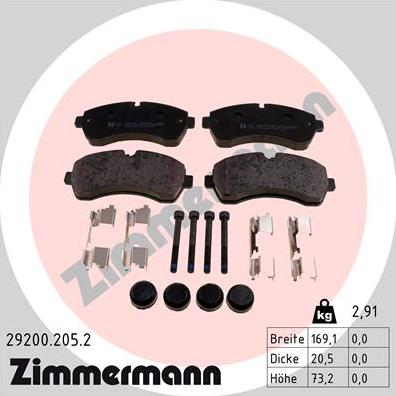 Zimmermann 29200.205.2 - Set placute frana,frana disc www.parts5.com