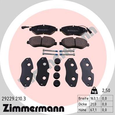 Zimmermann 29229.210.3 - Тормозные колодки, дисковые, комплект www.parts5.com