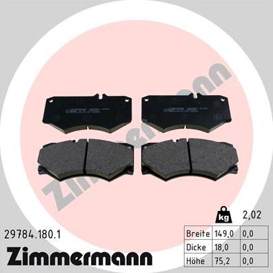 Zimmermann 29784.180.1 - Σετ τακάκια, δισκόφρενα www.parts5.com