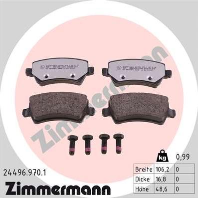 Zimmermann 24496.970.1 - Тормозные колодки, дисковые, комплект www.parts5.com