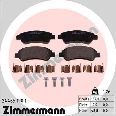 Zimmermann 24465.190.1 - Brake Pad Set, disc brake www.parts5.com