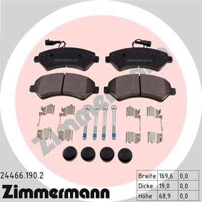 Zimmermann 24466.190.2 - Тормозные колодки, дисковые, комплект www.parts5.com