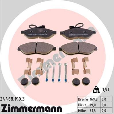 Zimmermann 24468.190.3 - Bremsbelagsatz, Scheibenbremse www.parts5.com