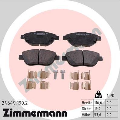 Zimmermann 24549.190.2 - Set placute frana,frana disc www.parts5.com