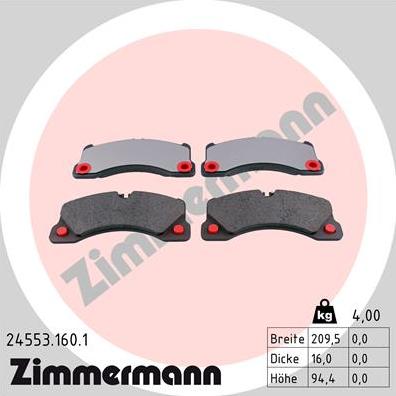 Zimmermann 24553.160.1 - Brake Pad Set, disc brake www.parts5.com