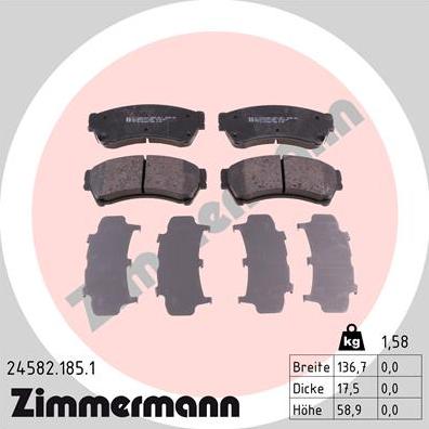 Zimmermann 24582.185.1 - Set placute frana,frana disc www.parts5.com