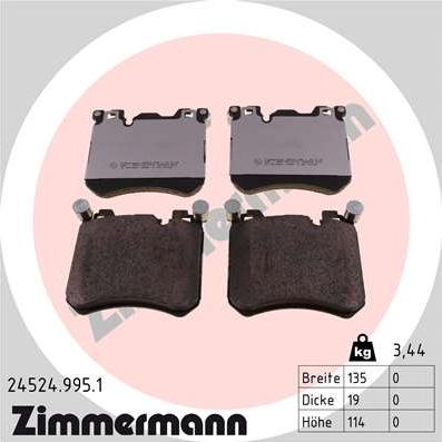 Zimmermann 24524.995.1 - Juego de pastillas de freno www.parts5.com