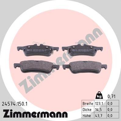 Zimmermann 24574.150.1 - Brake Pad Set, disc brake www.parts5.com