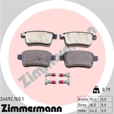 Zimmermann 24692.160.1 - Brake Pad Set, disc brake www.parts5.com