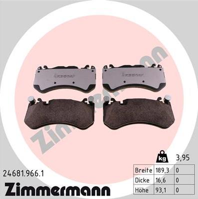 Zimmermann 24681.966.1 - Fren balata seti, diskli fren www.parts5.com