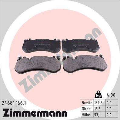 Zimmermann 24681.166.1 - Fren balata seti, diskli fren www.parts5.com