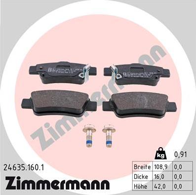 Zimmermann 24635.160.1 - Σετ τακάκια, δισκόφρενα www.parts5.com