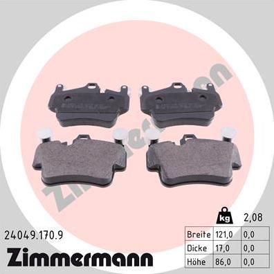 Zimmermann 24049.170.9 - Set placute frana,frana disc www.parts5.com