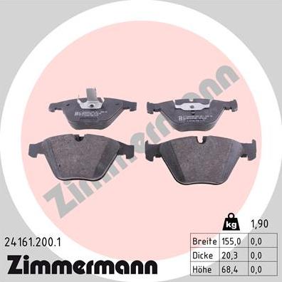 Zimmermann 24161.200.1 - Тормозные колодки, дисковые, комплект www.parts5.com