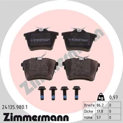 Zimmermann 24135.980.1 - Brake Pad Set, disc brake www.parts5.com