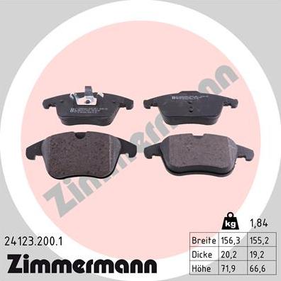 Zimmermann 24123.200.1 - Komplet zavornih oblog, ploscne (kolutne) zavore www.parts5.com