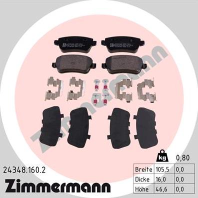 Zimmermann 24348.160.2 - Set placute frana,frana disc www.parts5.com