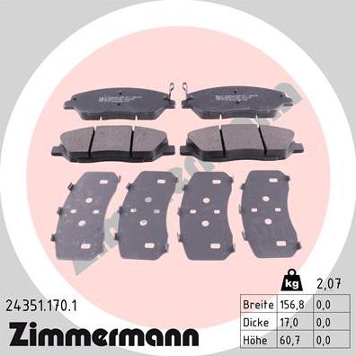 Zimmermann 24351.170.1 - Set placute frana,frana disc www.parts5.com