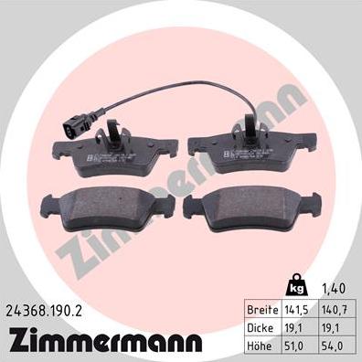 Zimmermann 24368.190.2 - Brake Pad Set, disc brake www.parts5.com