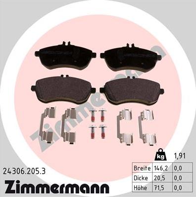 Zimmermann 24306.205.3 - Piduriklotsi komplekt,ketaspidur www.parts5.com