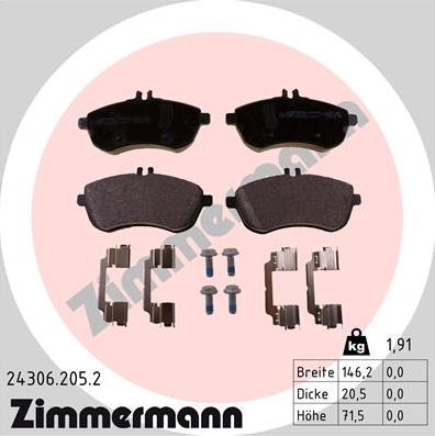 Zimmermann 24306.205.2 - Piduriklotsi komplekt,ketaspidur www.parts5.com