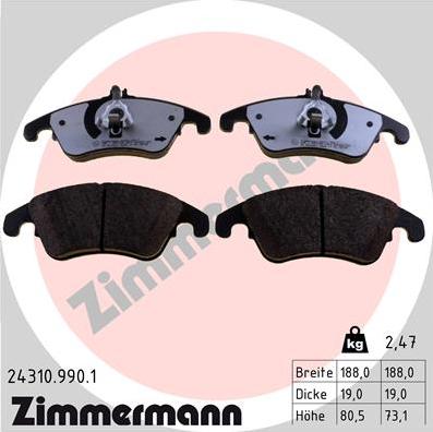 Zimmermann 24310.990.1 - Σετ τακάκια, δισκόφρενα www.parts5.com